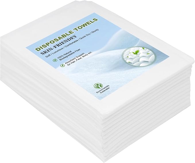 Disposable Towels 20 Count, 32"x16" Ultra Absorbent & Soft Disposable Body Towels, Single-Use Cleaning Towels, Suitable for Home, Salon, Travel, Comping, Gym, Pet, Bulk Towel