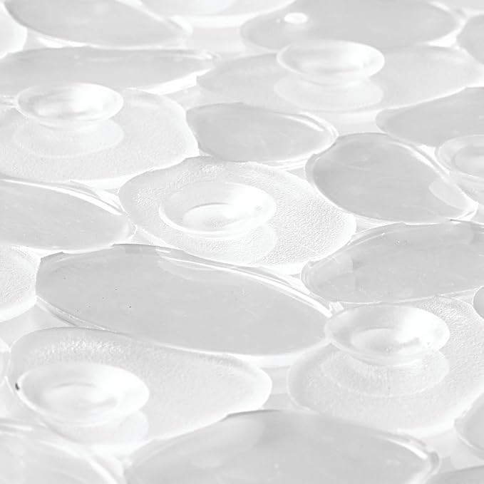 iDesign Pebblz Suction Non-Slip Bath Mat, Clear, 13.75" x 26.5" | For Shower, Bathtub and Stall