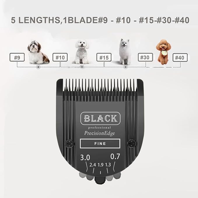 Adjustable 5 in 1 Blades Dog Grooming Blades Compatible with Wahl Animal Clipper Arco, Bravura, Chromado, Creativa, Figura, and Motion Pet, Dog, and Horse (BLACK/3PC)
