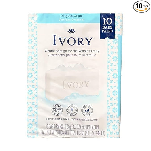 Ivory Original Bar Soap (10 Bars of 4 Oz Each), 39.8 Oz