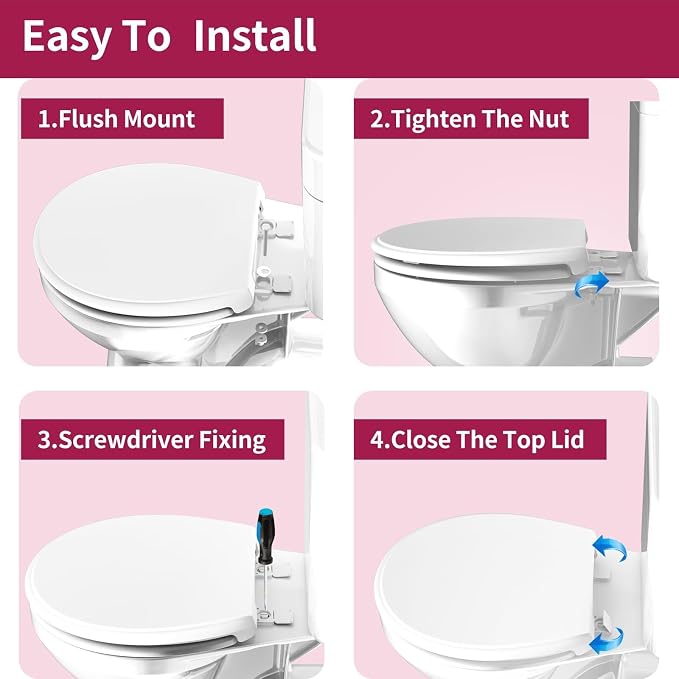 Potty Training Seat for Adults & Kids , 2-in-1 Round Toilet Seat with Toddler Seat, Soft Close Lid & Easy Install , 16.5inch,PP Safe Material,Pink