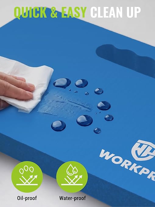 WORKPRO Extra Thick Kneeling Pad, 2 Pack, 17.5 x 11 x 1.5 in, Blue | Soft NBR Foam Cushioning for Knee, Large Foam Kneeler Mat, For Gardening, Bathing Baby, Exercise, Workout Supplies