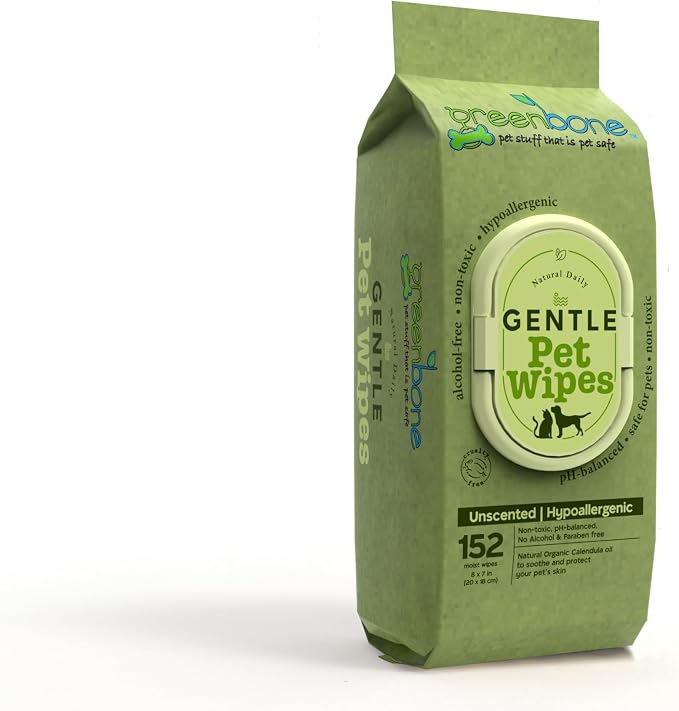Greenbone Gentle Pet Wipes Unscented 150 Wipes
