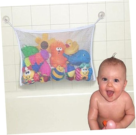 Toyvian Bath Toy Storage Bag with Strong Hook Mesh Organizer for Kids Tub Toys Bathroom Storage 14.6 Inch Drainable Toy Container
