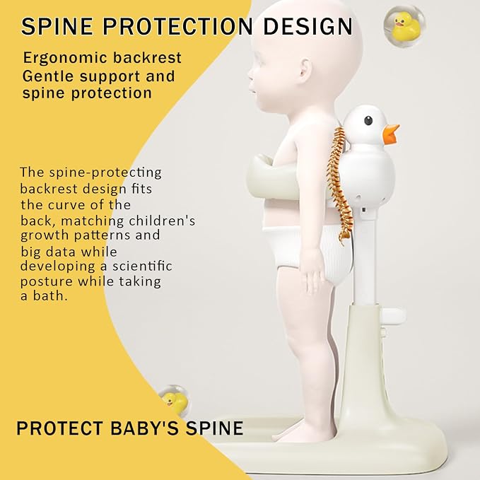 Adjustable Height Baby Shower Stand with Anti-Slip Base, Bath Shower Standing Support, Portable Bath Helper