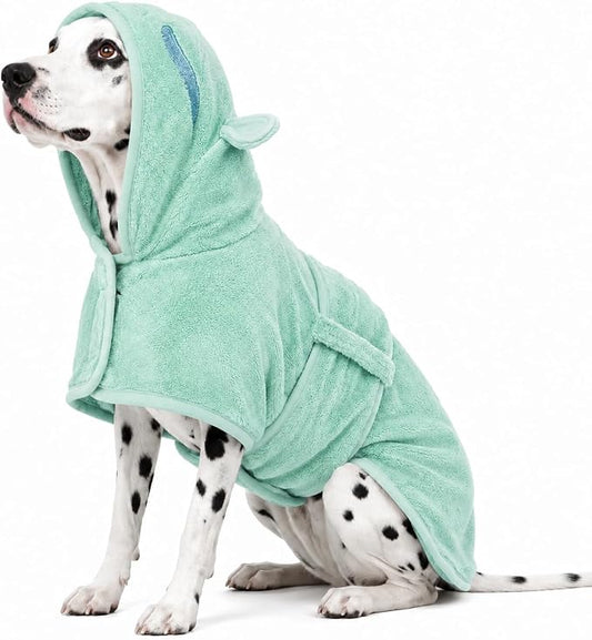 Microfibre Dog Drying Coat, Fast Drying Super Absorbent Towel, Magic Sticker & Belly Strap, Robes for After Bath, Small to Large Dog & Cat