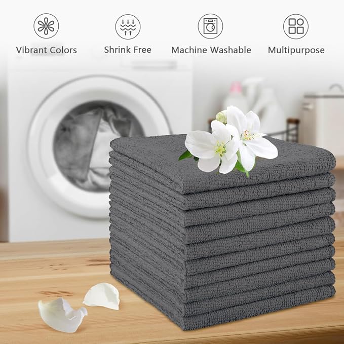 Orighty Wash Cloths, 20 Pack Face Towels, Soft Quick-Drying Washcloths, Multi-Purpose Microfiber Face Cloths for Bathroom, Gym, Spa, Hotel, Travel, 11.5"x11.5", Grey