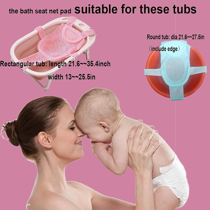 Baby Bath Seat Mesh Pad| Soft Infant Bathing Pillow Bath Cushion Sling Adjustable Bath Support Net Cushion Mat for Newborn Toddler(Tub NOT Included)