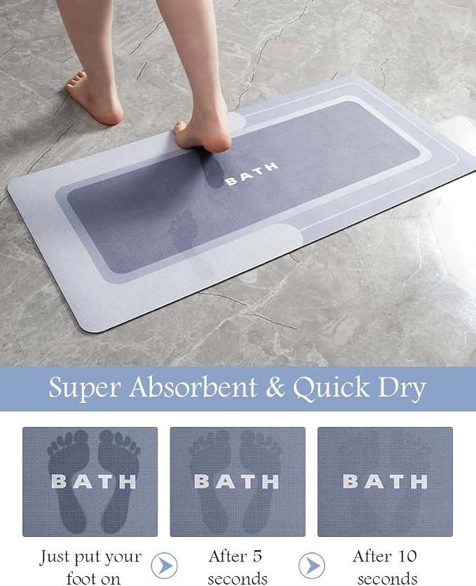 MontVoo-Bath Mat-Bath Rug Non Slip Super Absorbent Stain Resistant Quick Dry Thin Bathroom Rug-Bath Mats for Bathroom Floor Bathtub Vanity-Bathmat Bath Rug Easy Care 17"x27" Blue