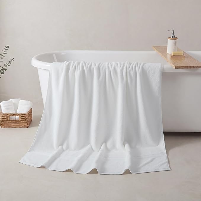 REDKISS Jumbo Bath Sheet 1 Piece, 40x80 Inches 100% Cotton Extra Large Bath Towel for Bathroom, White