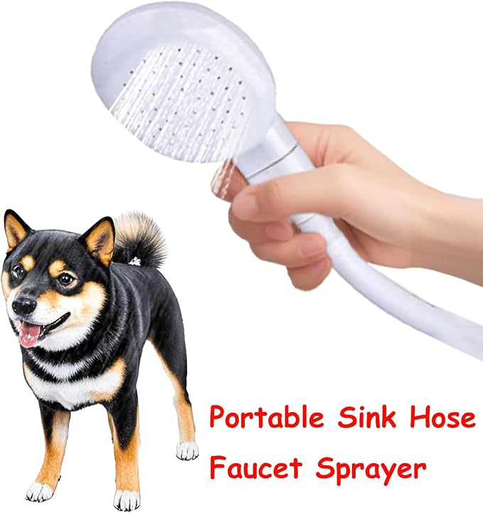 16.40ft/5m Sink Spray Hose, Portable Shampoo Sprayer, Shower Head Spray Hose for Bathing Baby, Pets, Washing Hair, Rinsing Vegetables, Utility Sink