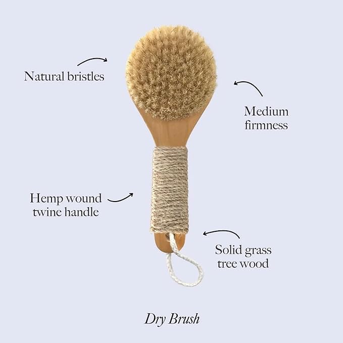 Esker Dry Brush | Lymphatic Drainage Massager and Exfoliating Body Scrubber | Body Scrubber Exfoliator | Natural Bristles | Daily Shower and Bath Ritual
