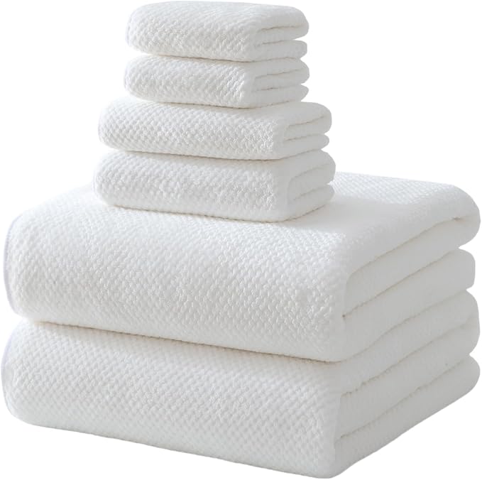 40x80 Inches Bath Sheets Towels for Adults Oversized Bath Towels Extra Large Luxury Super Soft Absorbent Quick Dry Microfiber (White,6PCS)