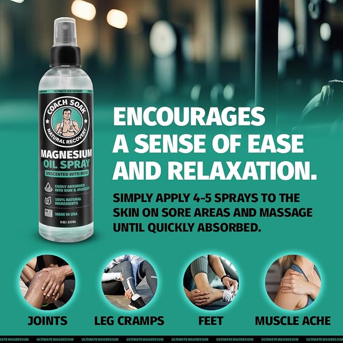 Coach Soak Magnesium Bath Soak Bundle - Bath Flakes with Peppermint & Vitamin C, Oil Spray & Cooling Lotion with MSM - (3 Pack) - Cooling Peppermint
