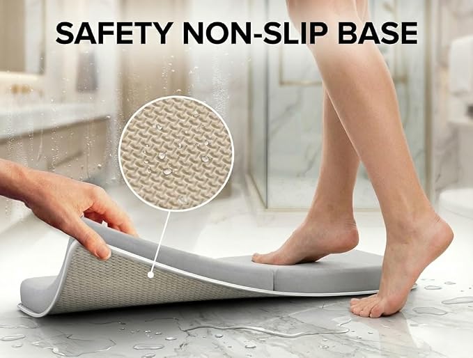 Premium Baby Bath Kneeler & Elbow Rest Pad Set – Thick Memory Foam Cushion – Non-Slip Mat with Mesh Toy Organizer – Baby Bathing Essentials for Parents – Gray
