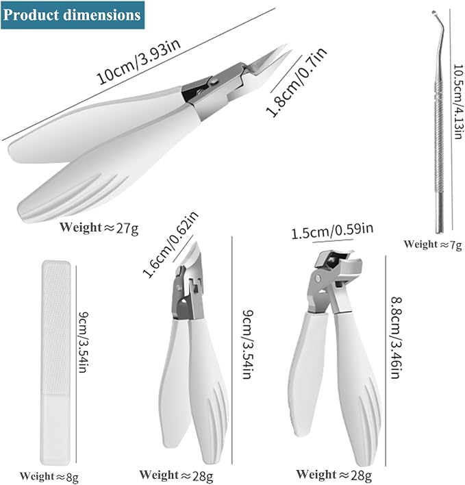 Nail Clippers for Thick Fingernails, Slant Straight Blade Toe Nail Clippers for Thick Toenails, Angled Head Large Toenail Clippers Set for Men Women Seniors, Wide Jaw Long Handle Nail Cutter - 5 Pack