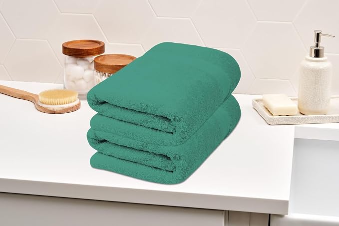 100% Cotton Luxury Bath Sheets - Pack of 2 (35" x 70") | Super Soft, Quick-Dry & Highly Absorbent Towels for Bathroom, Home, Spa & Gym (Dusty Green)