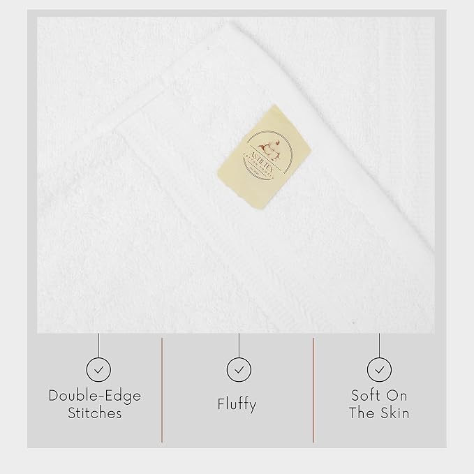Bath Towels Bulk Set of 12 – 24" x 48" – 100% Cotton Terry, Soft, Quick-Dry & Highly Absorbent – White Towels for Bathroom, Spa, Gym, Hotel, Pool & Everyday Use