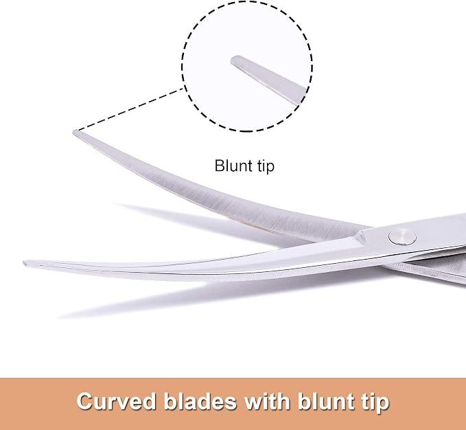 LovinPet Pet Grooming Scissors Professional Dog Cat Grooming Shears with Round Blunt Tip Stainless Steel, Dog Curved Scissors for Grooming Cats Dogs Grooming Tools