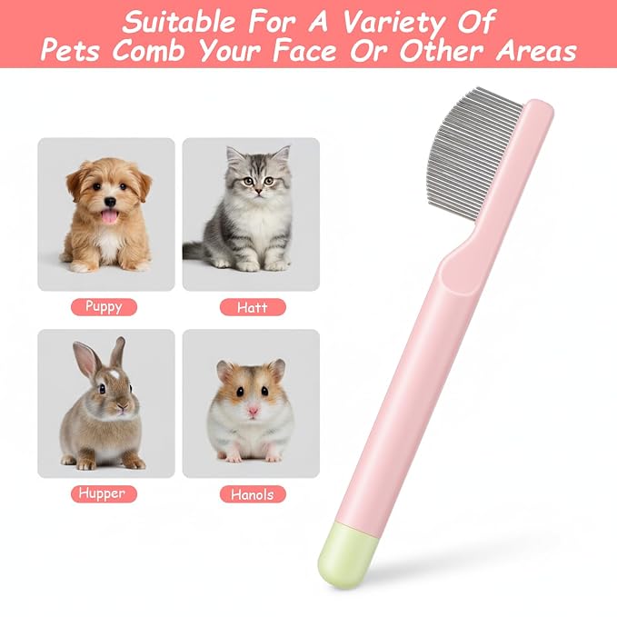 Stainless Steel Dog Eye Comb – Tear Stain Remover for Small Pets | Round-tip teeth for gentle detangling. Removes eye mucus, crust & fleas. Ideal for Yorkie, Shih Tzu, Maltese, Pomeranian