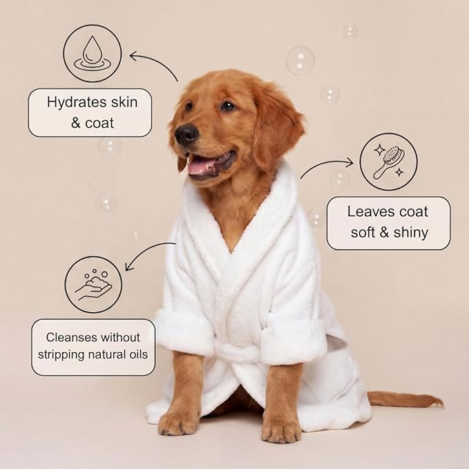 Goldie Dog Essentials Hypoallergenic Dog and Puppy Shampoo for Sensitive Skin, Gentle Formula, Colloidal Oatmeal, Aloe, Manuka Honey & Hyaluronic Acid, Deodorizing, Hydrating and Soothing, 16 oz