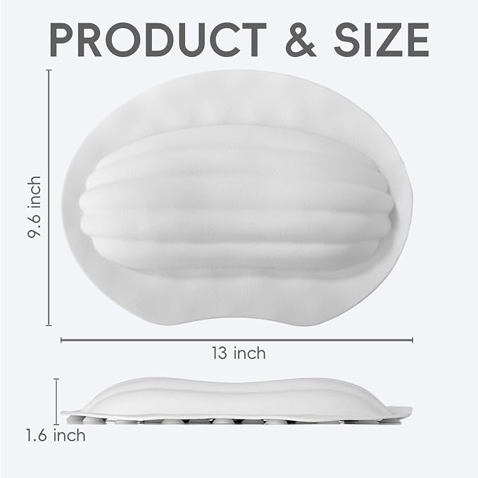 TPE Neck Pillow for Bathtub, Small Bath Pillow with Suction Cups | Small bath pillow with neck support , waterproof material,compact size for home or travel relaxation.