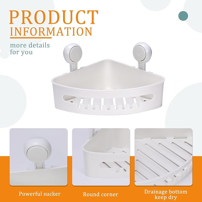 Bath Toy Storage Organizer,Kids Bathtub Toy Holder with Drain Holes,Shower Caddy for Bathtub,No Drilling Corner Shower Caddy Suction Cup,Waterproof Storage Basket for Bathroom,Kitchen