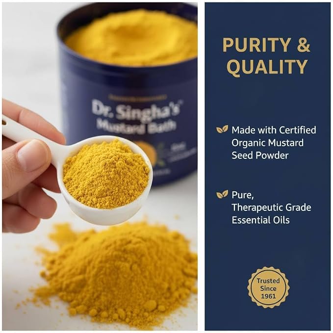 Dr. Singha's Mustard Bath Soak – Aromatherapy Bath Salts with Mustard Seed & Essential Oils for Muscle Relaxation, Stress Relief & Soothing – Epsom Salt Alternative, 8 oz