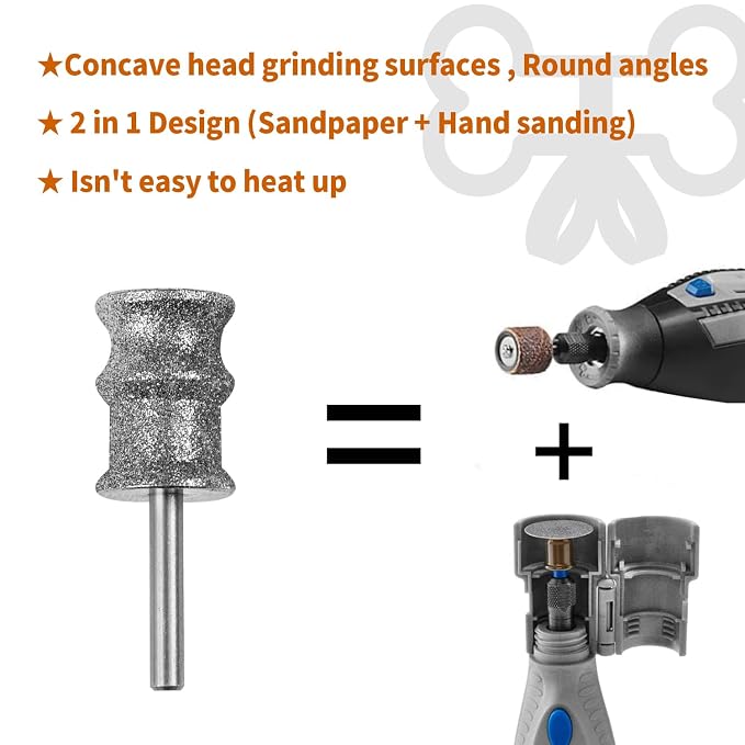 Diamond Rotary Grinder Bits for Dog Pet Nail Grinder Attachment - 1/8" Replacement Grinder Wheel for Dremel Pet Nail File & Clippers for Dogs Model B
