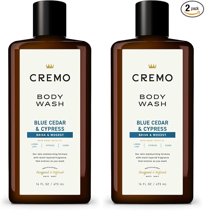 Cremo Body Wash for Men, Rich-Lathering Cypress and Cedar, 16 Fl Oz (Pack of 2)