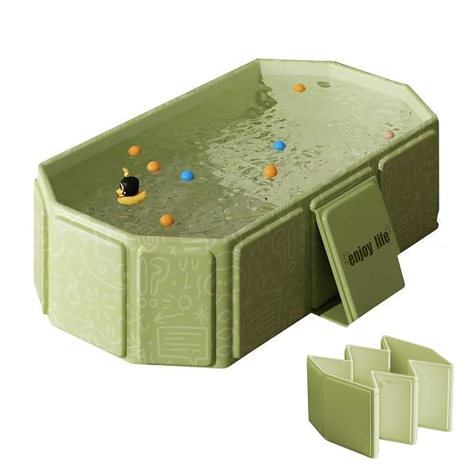 Toddler Bath Tub for Shower, Portable Baby Bathtub, Foldable Kids Bathtub – Portable, Travel & Shower Ready, Easy to Clean, Sturdy & Thick, Fits Ages 1-3, Green