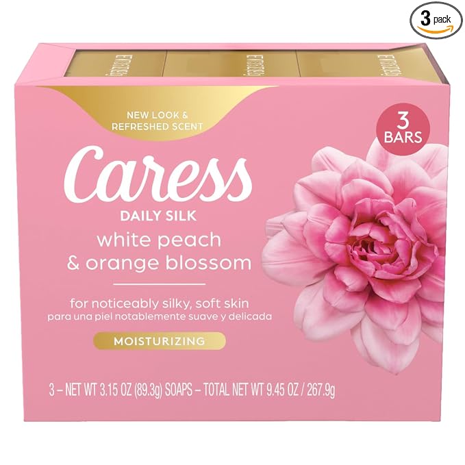 Caress Beauty Bar Soap For Noticeably Silky Soft Skin Daily Silk Extract and Floral Oil Essence 3.15 oz 3 Bars