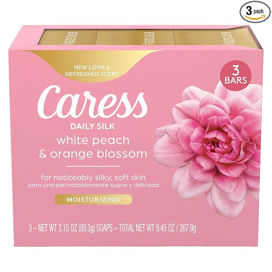 Caress Beauty Bar Soap For Noticeably Silky Soft Skin Daily Silk Extract and Floral Oil Essence 3.15 oz 3 Bars