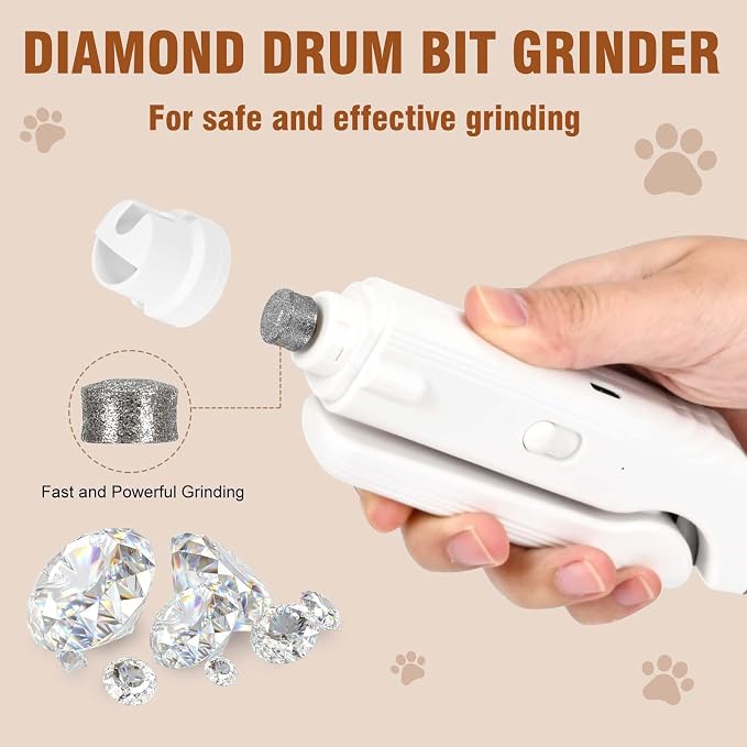 2-in-1 Dog Nail Grinder &Dog Nail Clippers with Light，Cat Nail Clippers ，Ultra-Quiet, USB Rechargeable, Multiple Grinding Methods, and Splash Guard for Large Medium Small Dogs Cats Pets(White)