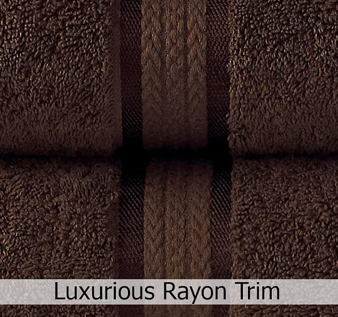 Cotton Craft - 12 Pack - Ultra Soft Extra Large Wash Cloths 12x12 Chocolate - 100% Pure Ringspun Cotton - Luxurious Rayon trim - Ideal for Daily Use - Each Towel Weighs 2 Ounces