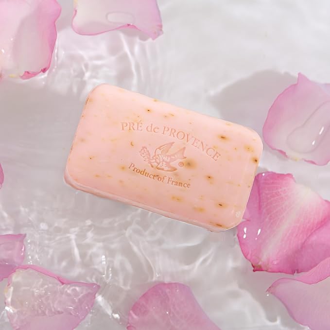 Pre de Provence Artisanal French Moisturizing Soap Bar, Shea Butter Enriched, Quad Milled for Long Lasting Rich Smooth Lather, 5.3 Ounce, Rose Petal