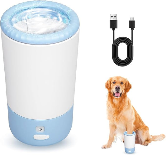 PETCHO Automatic Dog Paw Cleaner, Rechargeable Pet Paw Washer Cup | Automatic 360° paw cleaner with soft silicone bristles, rechargeable design, and portable cup for medium large dogs