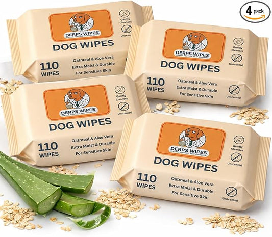 Tazza Pet Cleaning Wipes, 440 Count, Gentle Dog Wipes for Pets, Deodorizing Grooming Wipes with Oatmeal & Aloe, Fragrance Free Pet Wipes for Dogs & Puppies