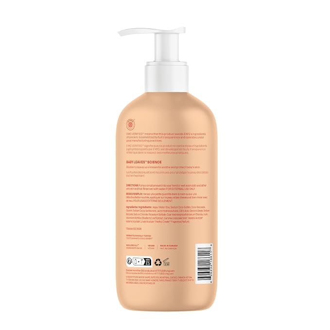 ATTITUDE 2-in-1 Shampoo and Body Wash for Baby, EWG Verified, Dermatologically Tested, Vegan, Orange and Pomegranate, 16 Fl Oz