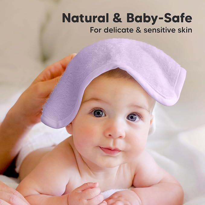 6-Pack Baby Washcloths, Soft Absorbent Washcloths for Face, Body (Soft Lilac) | Viscose from Bamboo Washcloths, Baby Towels, Newborn, Kids, Toddlers, Infant, Gentle on Sensitive Skin, 10x10, Reusable
