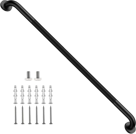 42 Inch Matte Black Shower Grab Bar w/Anti Slip Knurled Grip, ZUEXT Stainless Steel Bath Grab Bar,Bathroom Balance Bar, Wall Mount Safety Handrail Support, Handicap Injury Elderly Senior Assist Handle