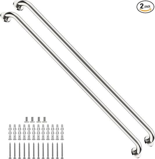 2 Pack 48 Inch Shower Grab Bar Chrome, ZUEXT Stainless Steel Safety Grab Bar Handle, Bathroom Balance Bar, Safety Hand Rail Support - Handicap, Elderly, Injury, Senior Assist Bath Handle