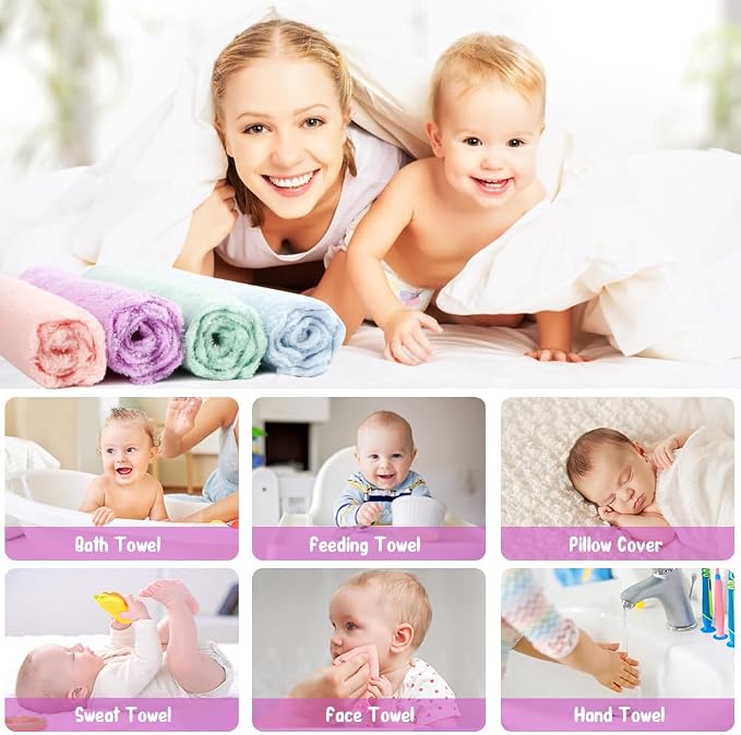 Orighty Baby Washcloths 12 Pack, Microfiber Coral Fleece Baby Face Towels, Soft and Absorbent Wash Cloths for Newborns, Infants and Toddlers, Gentle on Delicate Skin for Face Hands and Body, 7x9 Inch