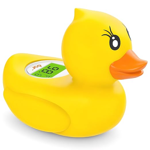Baby Bath Thermometer for Infants & Todlers, Floating Duck Water Thermometer with Instant Temperature Reading,3-Color LED Safety Alert,Large LCD Display, BPA-Free Bathtub Toy Auto On/Off