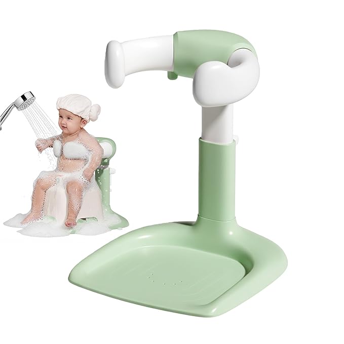 Baby Bath Stand, Foldable Standing Bathtub for Baby, Shower Stand and Bath Support for Infants and Toddlers (6–36 Months), Non-Slip Adjustable Baby Standing Support, Green