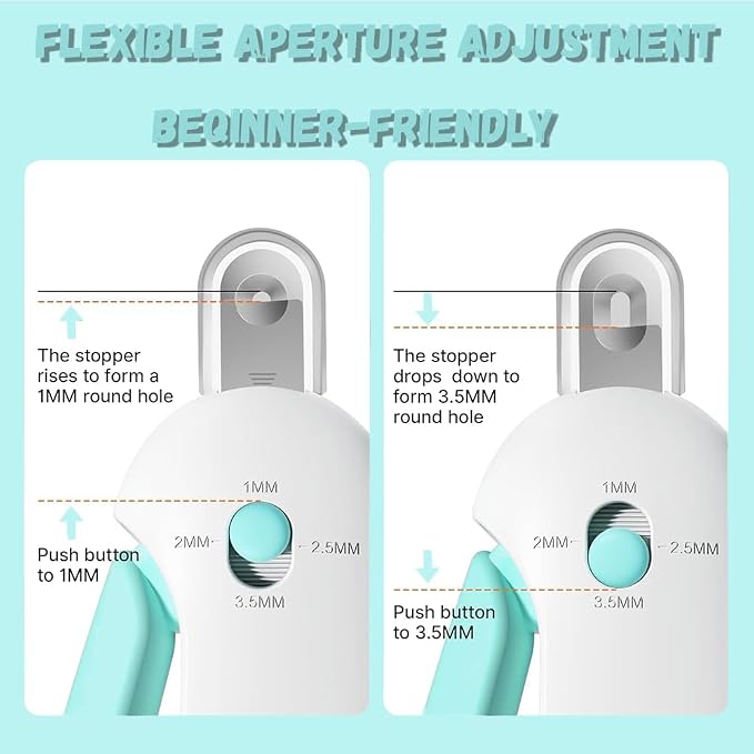Cat Nail Clipper with Hidden File & Debris Catcher -Gentle Round-Hole(1–3.5 mm)，Trimmer for Kittens & Indoor Cats | Anti-Splash Claw Cutter for Grooming (Blue)