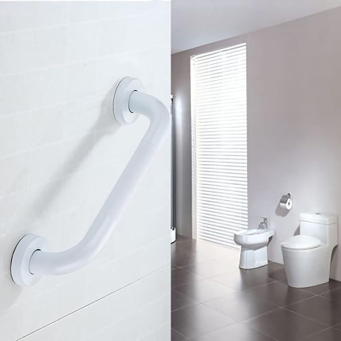 Sumnacon 12 Inch Anti-Slip Grip Bath Grab Bar - Sturdy Stainless Steel Shower Handle with Screws, Safety Handicap Shower Bar for Bathtub Toilet Bathroom Kitchen Stairway Handrail, White (Pack of 2)
