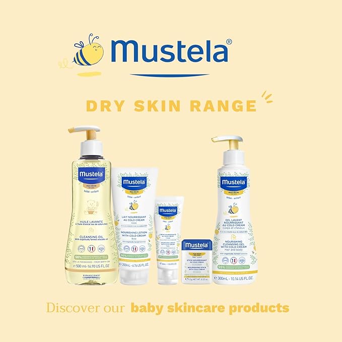 Mustela Baby Nourishing Cleansing Gel – Hair & Body Wash for Dry Skin - with Natural Avocado,Cold Cream & Beeswax - 10.14 fl. oz.,(Pack of 2)