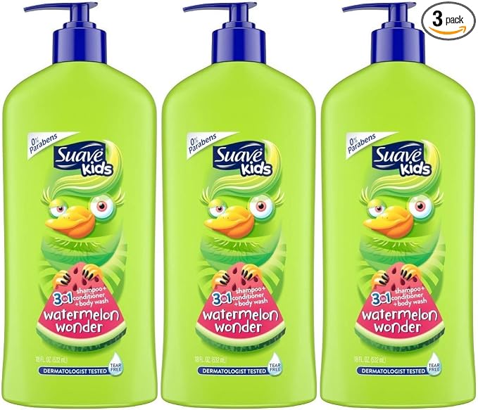 Suave Kids 3 In 1 Shampoo-Cond -Bodywash Watermelon 18 Ounce (Pack of 3)