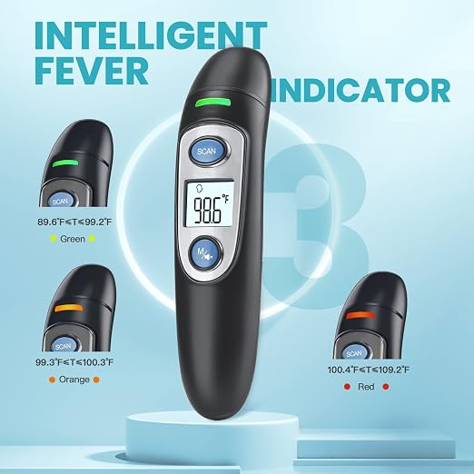 Infrared Thermometer for Adults,Forehead and Ear Thermometer for Fever, Babies, Children, Adults, Indoor and Outdoor Use
